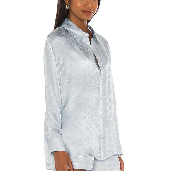 Revolve - Tell Your Friends Long Sleeve Shirt in Yvette Print 100% Silk Size M - Picture 6 of 7